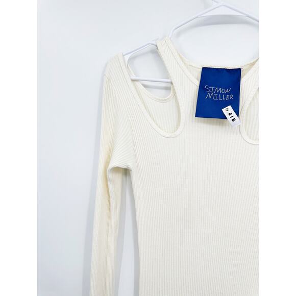 Simon Miller Anz Rib Cutout Bodycon Dress Macademia Size M - Picture 6 of 7